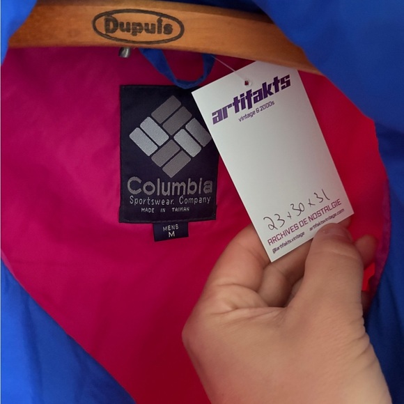 Vintage COLUMBIA pink windbreaker shell jacket Medium men lots of zippers - Picture 5 of 8